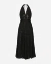 Dolce & Gabbana Dévoré Satin Calf-length Dress In Black