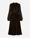 Dolce & Gabbana Devoré Satin Dress With All-over Dg Logo In Black