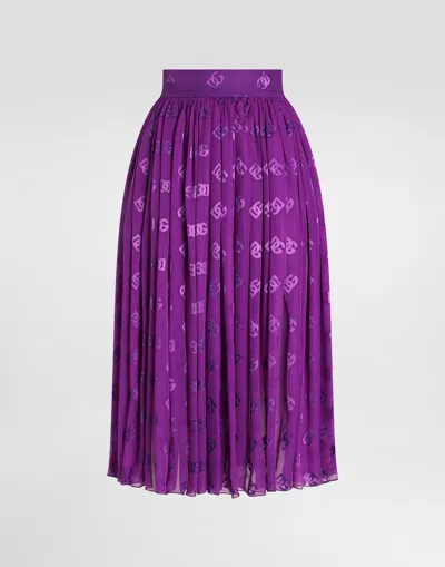 Dolce & Gabbana Devoré Satin Jacquard Skirt In Purple