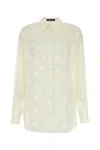 Dolce & Gabbana Burnout Sheer Silk Shirt In Bianco