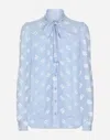 Dolce & Gabbana Pussy-bow Collar Semi-sheer Shirt In Purple