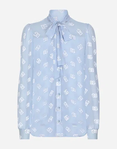 DOLCE & GABBANA DÉVORÉ SILK SHIRT WITH DG LOGO
