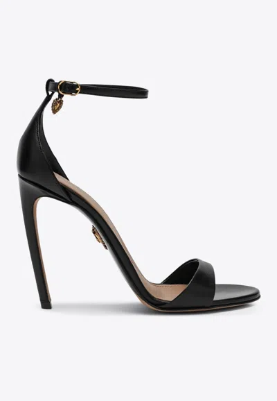 Dolce & Gabbana Devotion 105 Patent Leather Sandals In Black