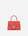 Dolce & Gabbana Small Devotion Handbag In Coral Leather In オレンジ