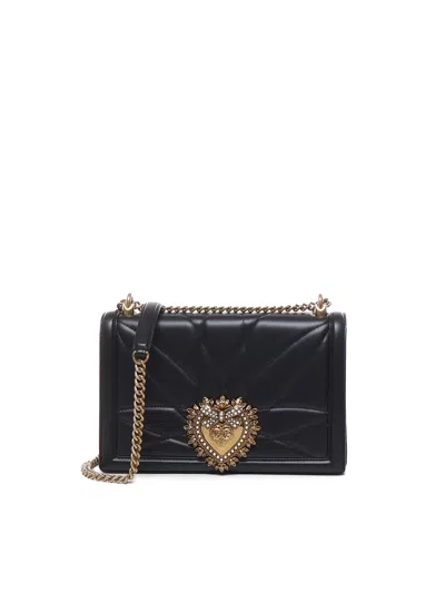 Dolce & Gabbana Devotion Bag In Quilted Calfskin In Black