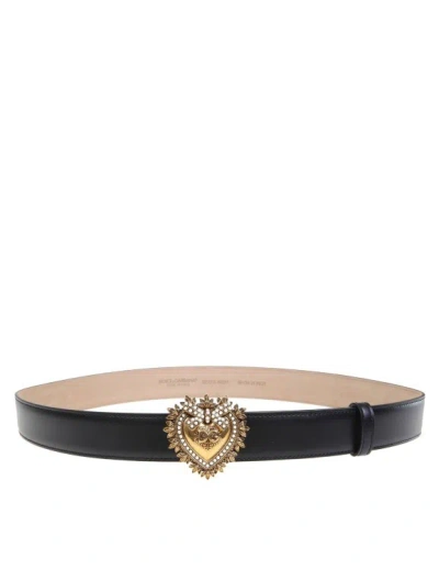 Dolce & Gabbana Devotion Belt In Lux Leather In Black