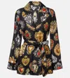 Dolce & Gabbana Devotion Belted Silk Twill Shirt In Black