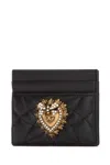 Dolce & Gabbana Devotion Cardholder In Quilted Nappa Leather In Black
