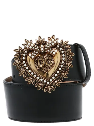 Dolce & Gabbana Devotion Buckle Belt In Black