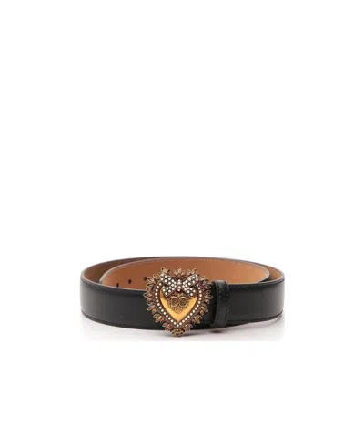 Dolce & Gabbana Devotion Buckle Belt In Black