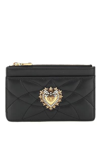 Dolce & Gabbana Devotion Zipped Card Holder In Black