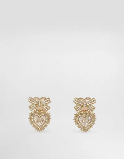 Dolce & Gabbana Devotion Earrings In 18kt Yellow Gold With Diamonds