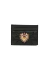 Dolce & Gabbana Devotion Cardholder In Quilted Nappa Leather In Brown