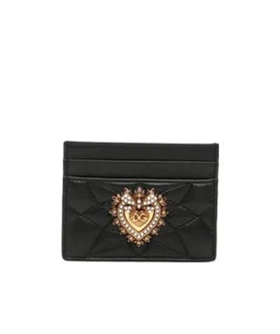 Dolce & Gabbana Devotion Embellished Cardholder In Brown