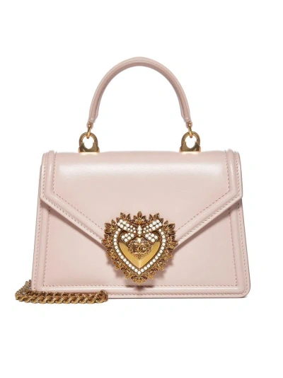 Dolce & Gabbana Devotion Embellished Small Tote Bag In Pink