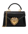 Dolce & Gabbana Black Calfskin Shoulder Bag With Rhinestone Details And Gold Chain In Black