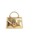 Dolce & Gabbana Mini Devotion Laminated Leather Bag In Gold
