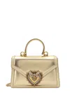 Dolce & Gabbana Mini Devotion Laminated Leather Bag In Oro
