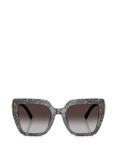 Dolce & Gabbana Devotion Lace-pattern Sunglasses In Gray