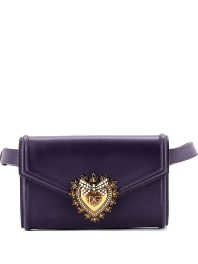 Pre-owned Dolce & Gabbana Devotion Leather Belt Bag In Purple