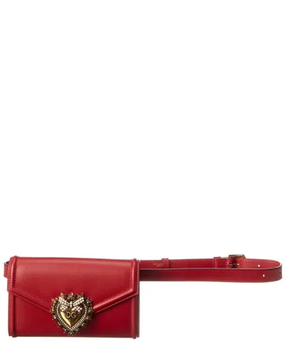 Dolce & Gabbana Devotion Leather Belt Bag In Red