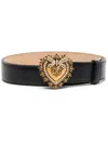 Dolce & Gabbana Devotion Leather Belt In Black