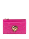 Dolce & Gabbana Medium Devotion Card Holder In Matelasse Nappa In Pink