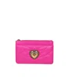Dolce & Gabbana Medium Devotion Card Holder In Matelasse Nappa In Pink