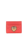 Dolce & Gabbana Devotion Leather Cardholder In Orange