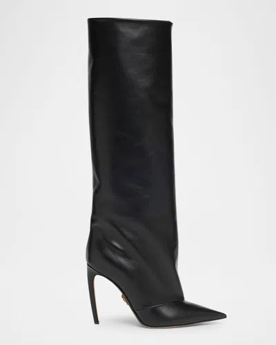 DOLCE & GABBANA DEVOTION LEATHER KNEE-HIGH BOOTS