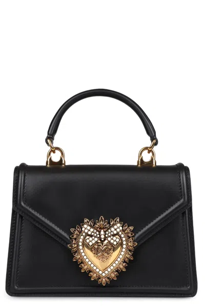 Dolce & Gabbana Devotion Leather Mini Bag In Black