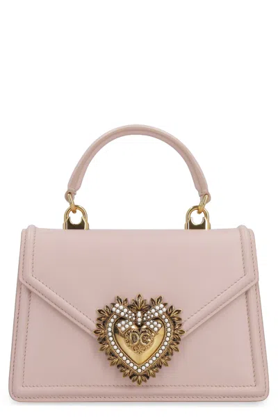 Dolce & Gabbana Devotion Leather Mini-bag In Blush Pink