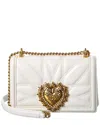 Dolce & Gabbana Devotion Leather Shoulder Bag In White