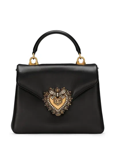 Dolce & Gabbana Devotion Leather Tote Bag In Black
