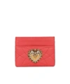 Dolce & Gabbana Devotion Leather Cardholder In Red