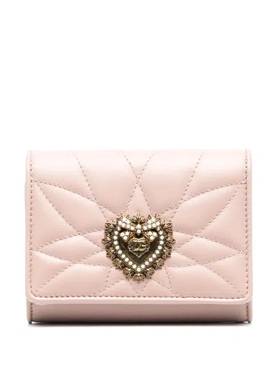 Dolce & Gabbana Devotion Logo-plaque Wallet In Cipria