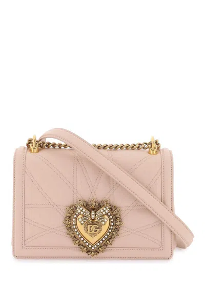 Dolce & Gabbana Devotion Medium Quilted Crossbody Bag In Rosa