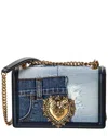 Dolce & Gabbana Medium Devotion Patchwork-denim Top-handle Bag In Blue