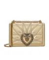 Dolce & Gabbana Leather Shoulder Bag With Frontal Jewel Detail In Nude