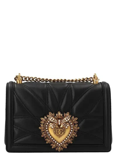 Dolce & Gabbana Medium Devotion Quilted Crossbody Bag In Black
