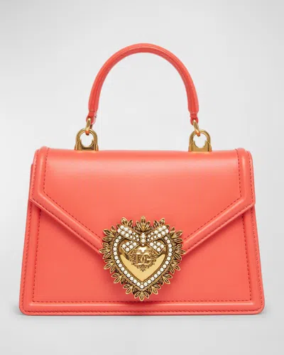 Dolce & Gabbana Devotion Mini Leather Top-handle Bag In Corallo