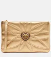 Dolce & Gabbana Devotion Mini Metallic Leather Pouch In Gold