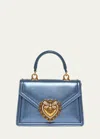 Dolce & Gabbana Devotion Mini Metallic Leather Top-handle Bag In Laminate Blue