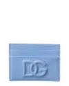 Dolce & Gabbana Devotion Quilted Leather Card Holder In Blue