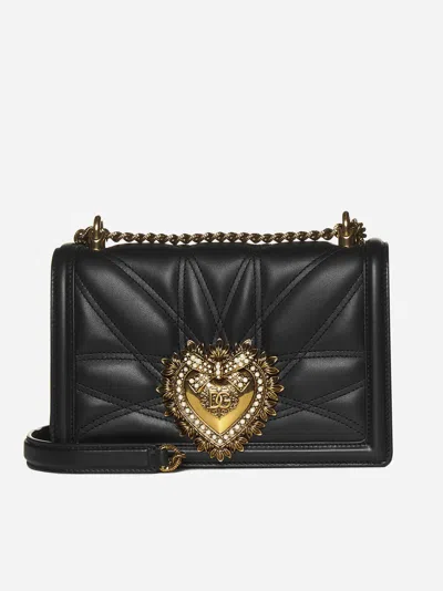 Dolce & Gabbana Medium Devotion Bag In Quilted Nappa Leather In Black