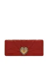 Dolce & Gabbana Logo-plaque Leather Clutch Bag In Red