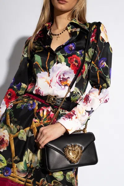 Dolce & Gabbana Devotion Shoulder Bag In Black
