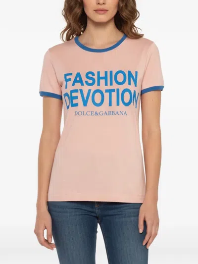 Pre-owned Dolce & Gabbana Devotion Slogan-print T-shirt In Pink