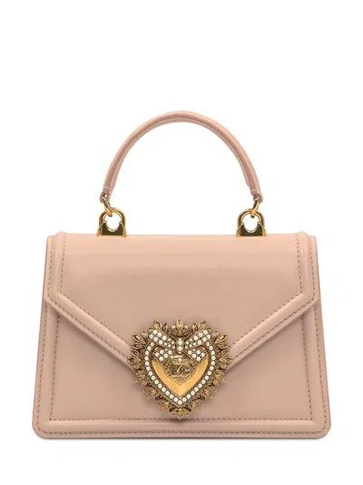 Dolce & Gabbana Small Devotion Satin Tote Bag In Pink