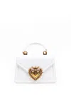 Dolce & Gabbana Small Devotion Metallic Leather Top Handle Bag In Bianco Ottico